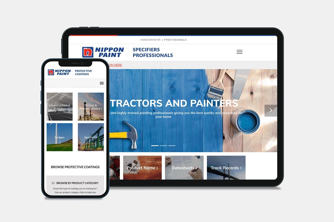 Nippon Paint Store — desktop vs mobile breakpoint comparison