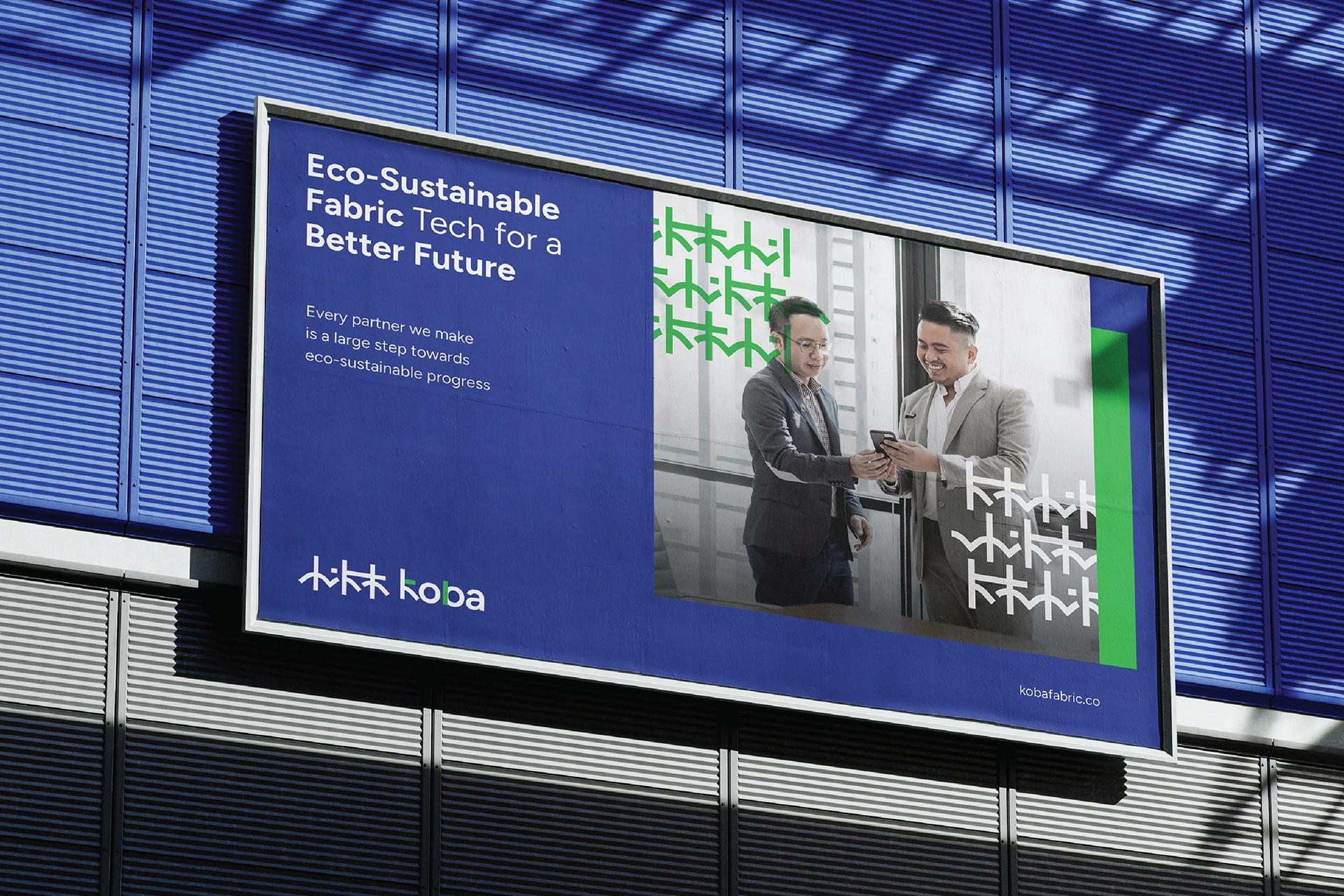 KOBA packaging — eco-textile swatch card and branded wrap