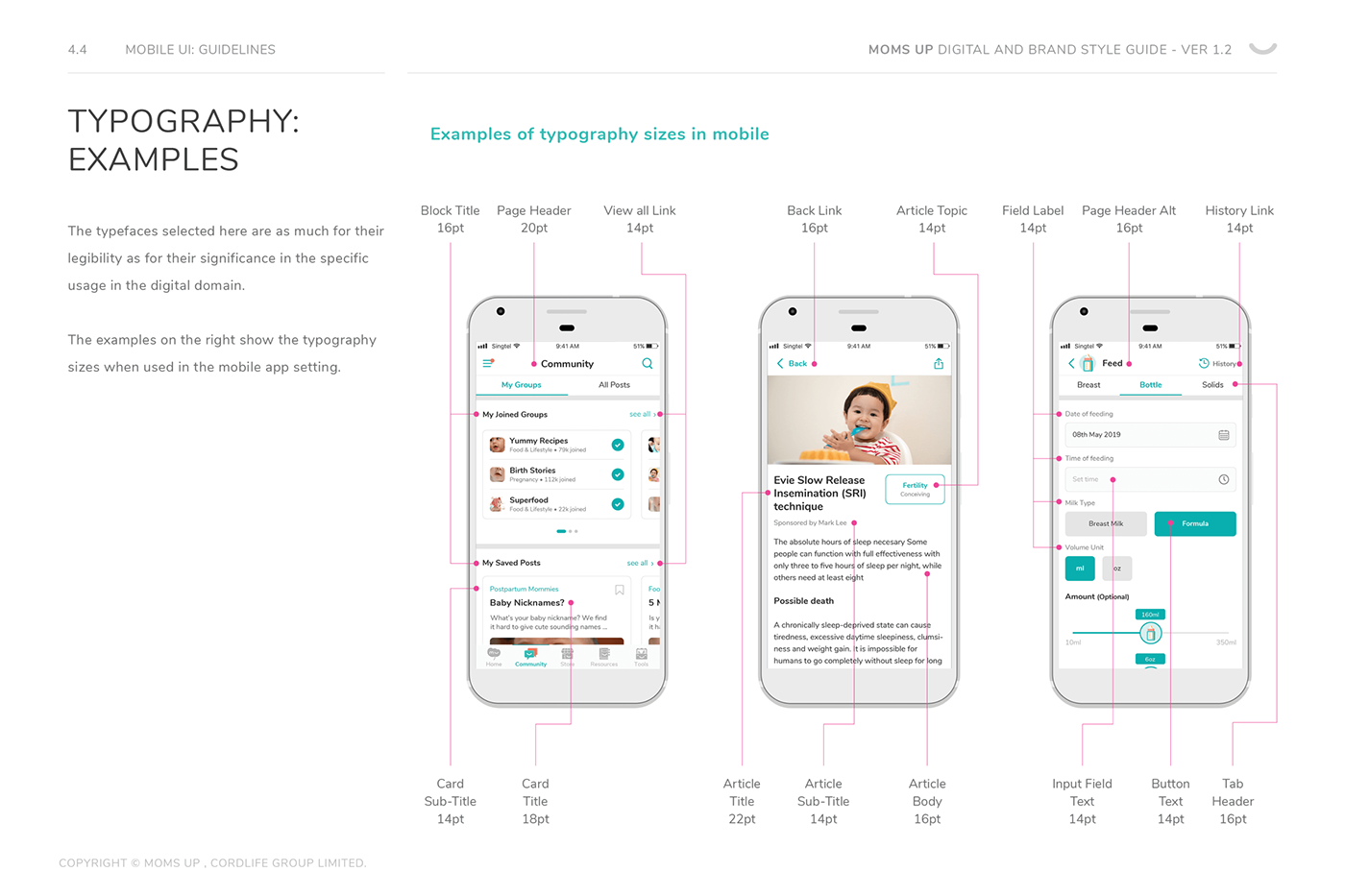 Moms Up app screens — Android mockup on phone