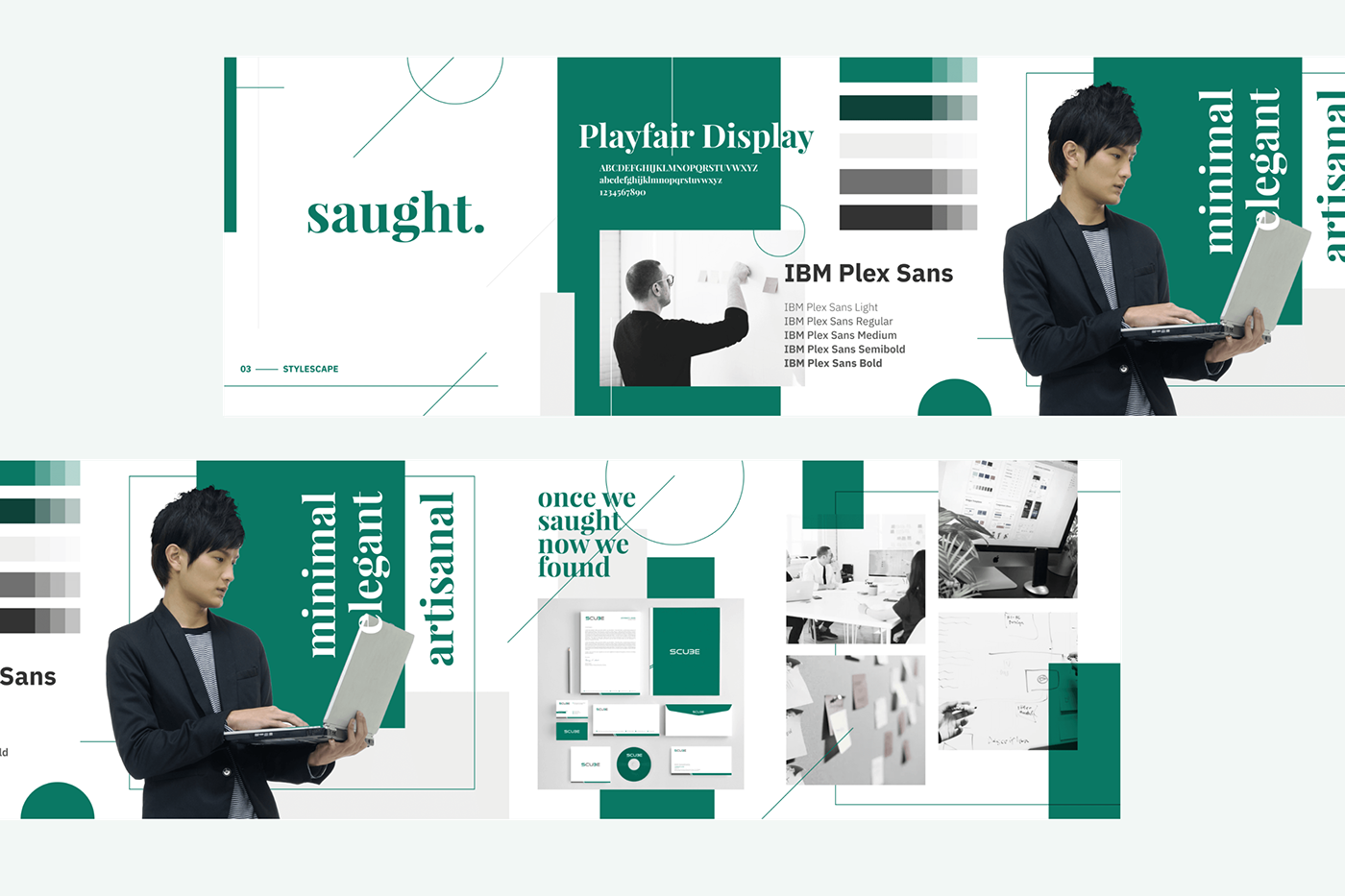 Saught&Found — colour palette: restrained monochrome with warm accent