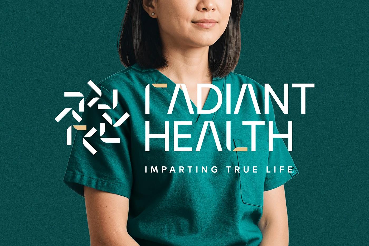 Radiant Health — brand identity hero with earthy-green-neon palette