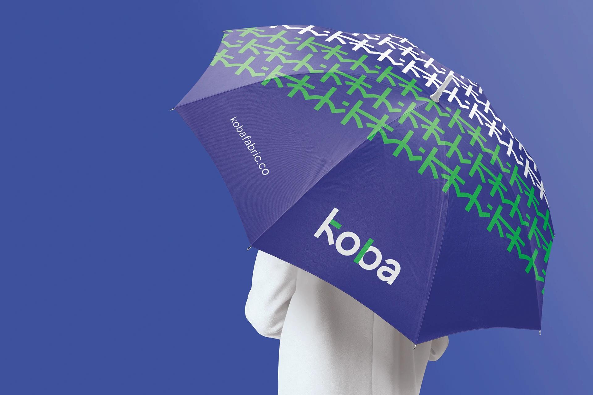 KOBA brand application — premium gift box with embossed logo