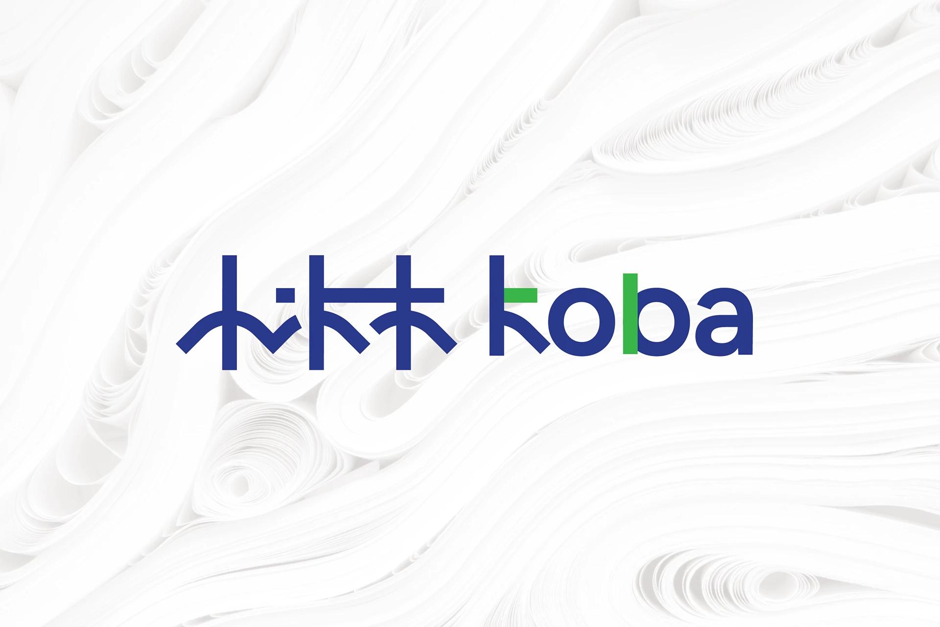 KOBA logo mark — minimal wordmark on cream background