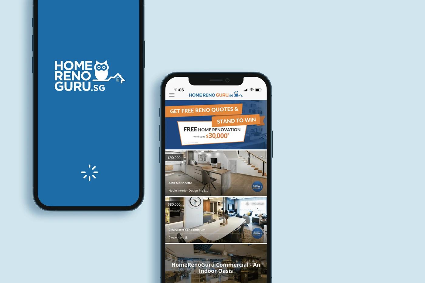 HomeRenoGuru — mobile app home screen