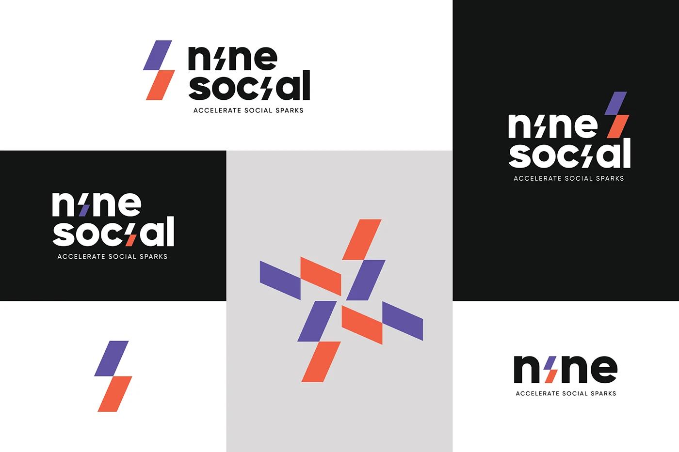 Nine Social — typography system with speed-forward hierarchy
