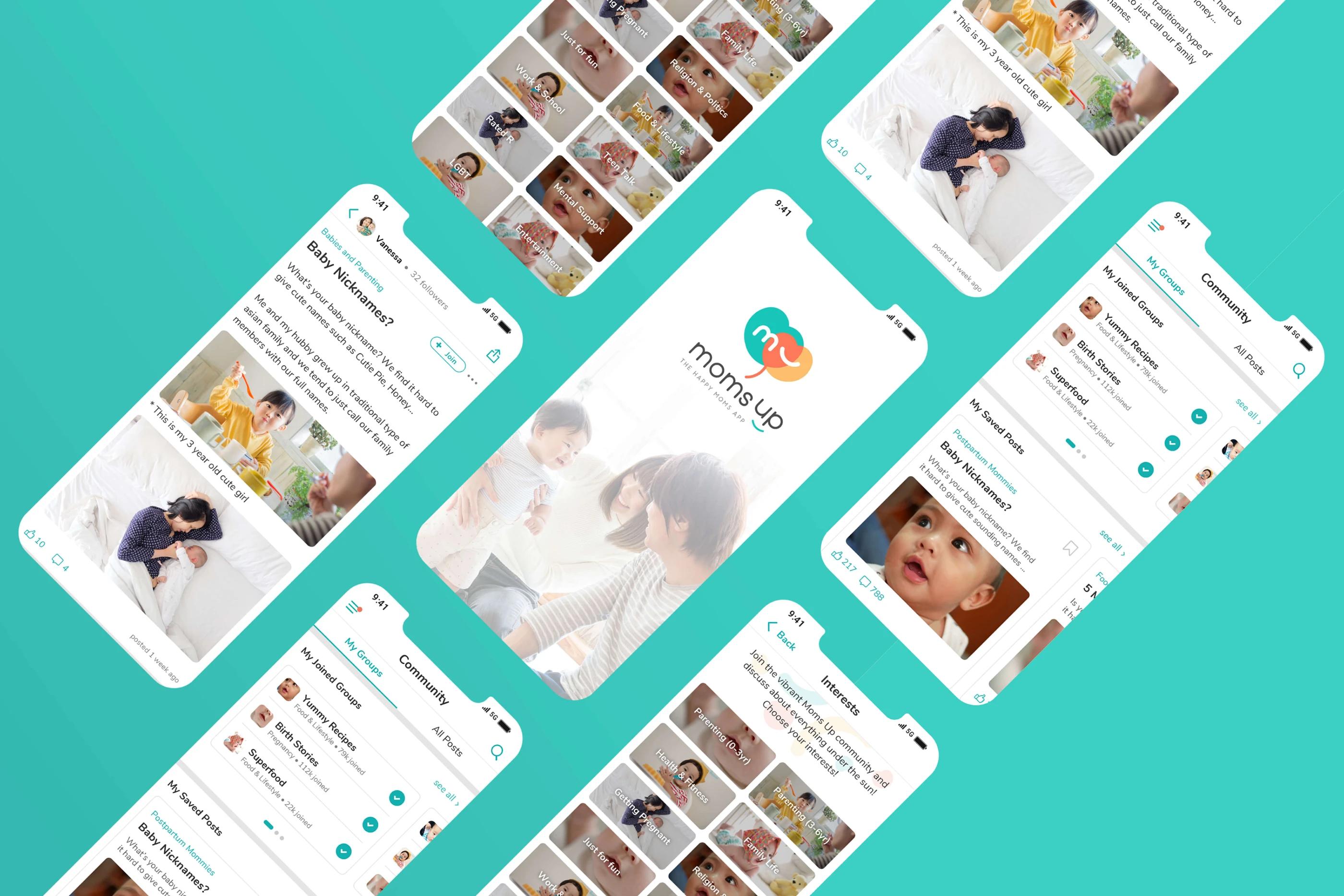 Moms Up — website features and benefits section