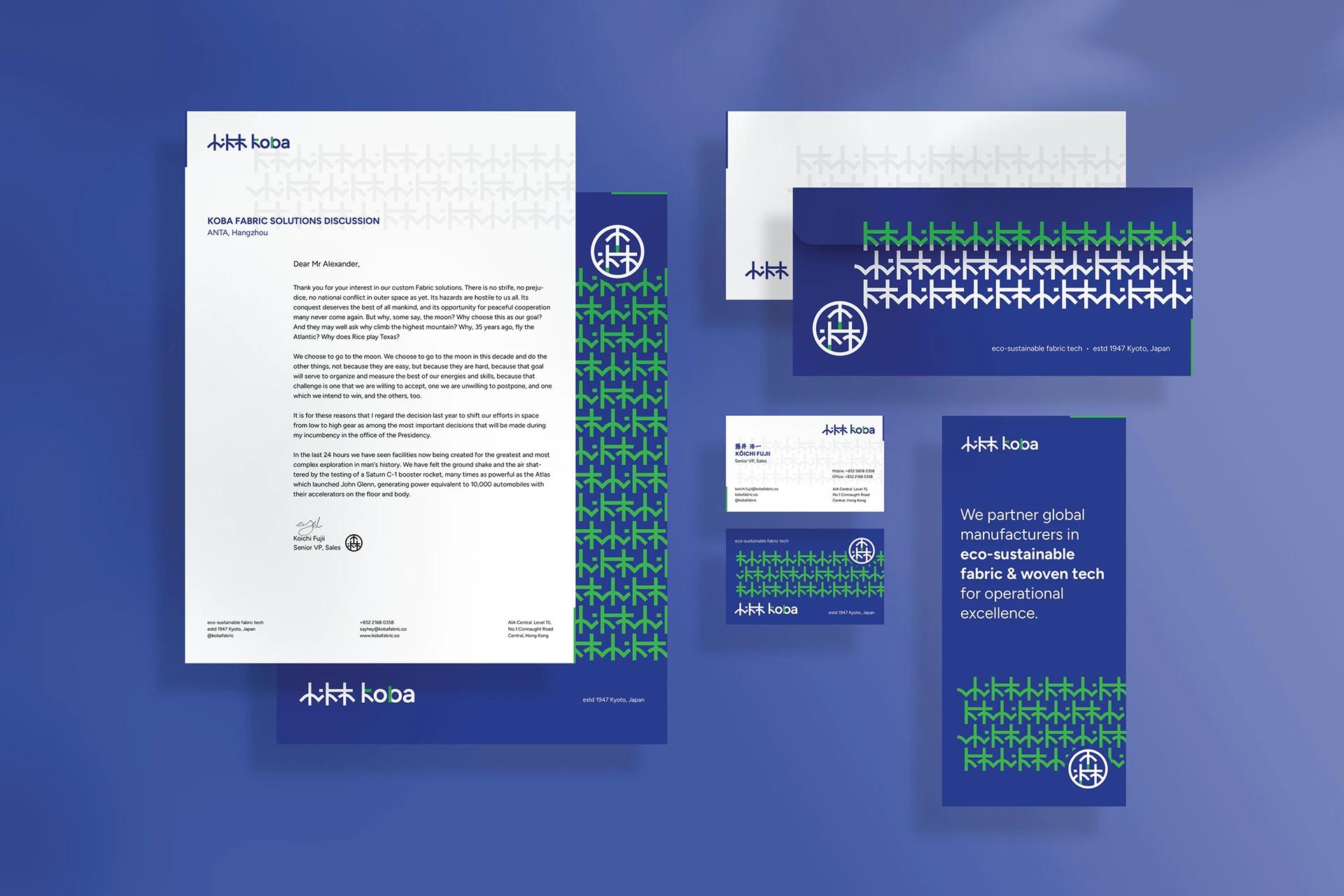 KOBA brand application — swing tag and label system