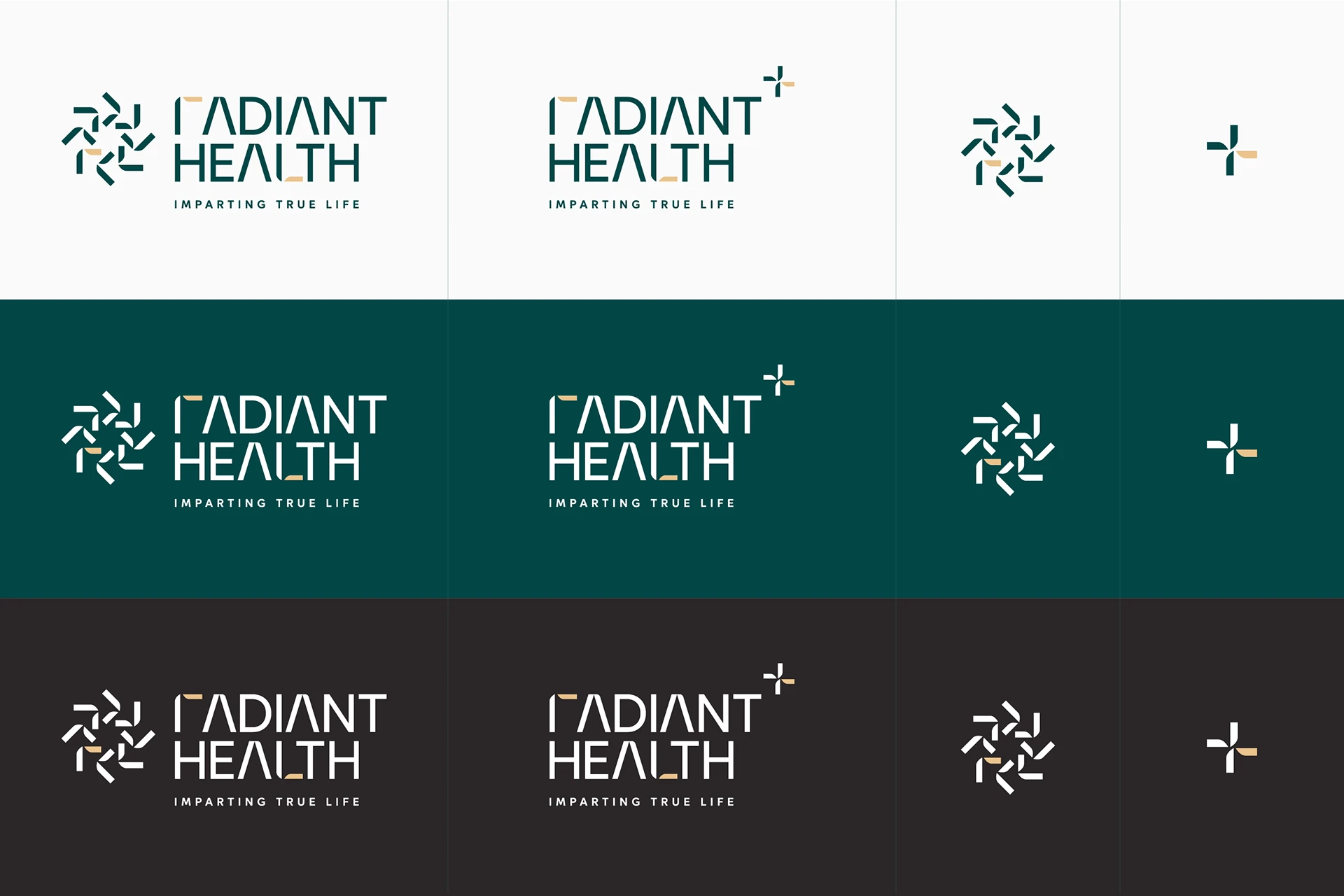 Radiant Health — reception desk signage and patient-facing materials