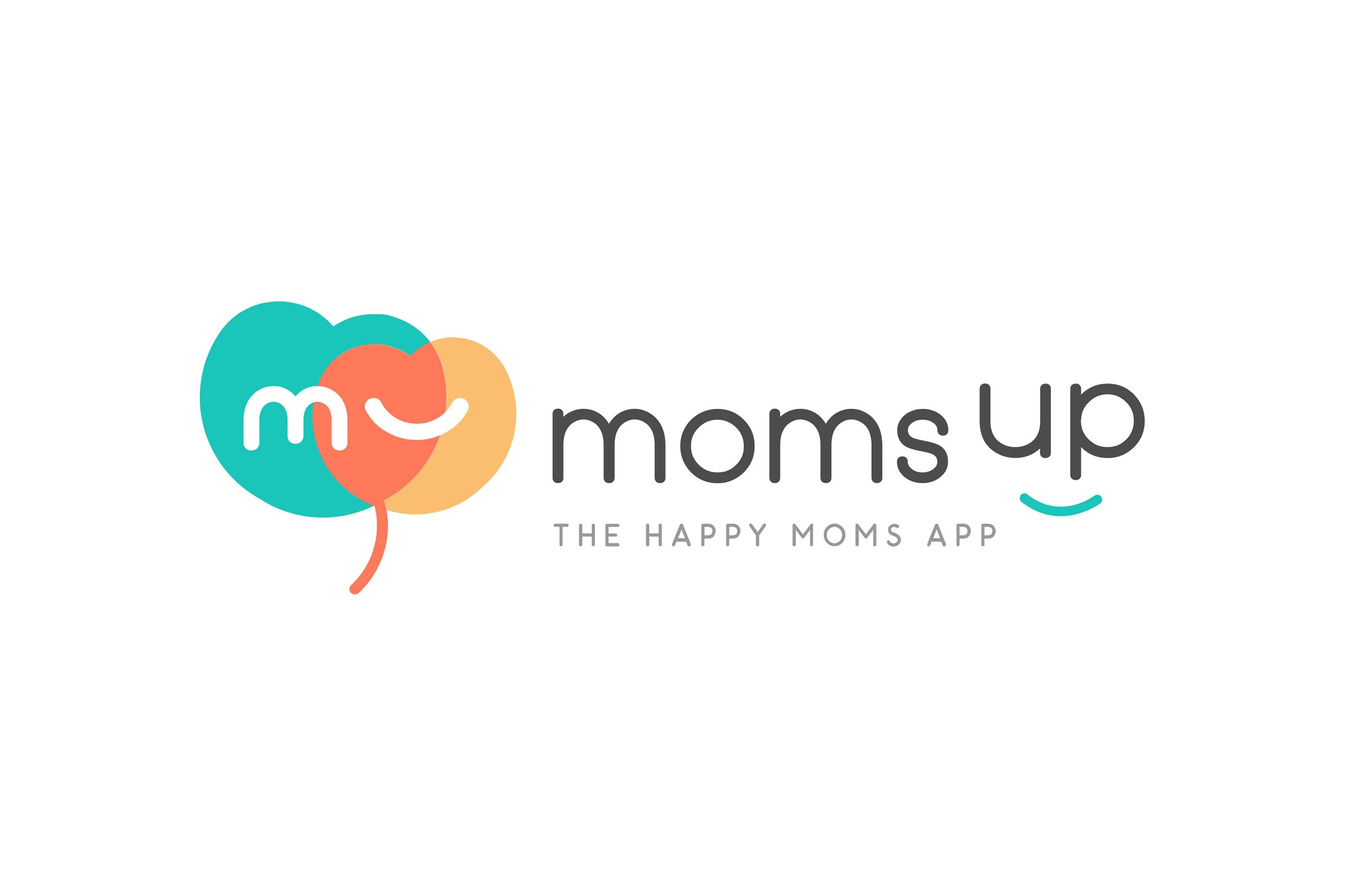 Moms Up — logo mark featuring overlapping hearts symbolising bonding
