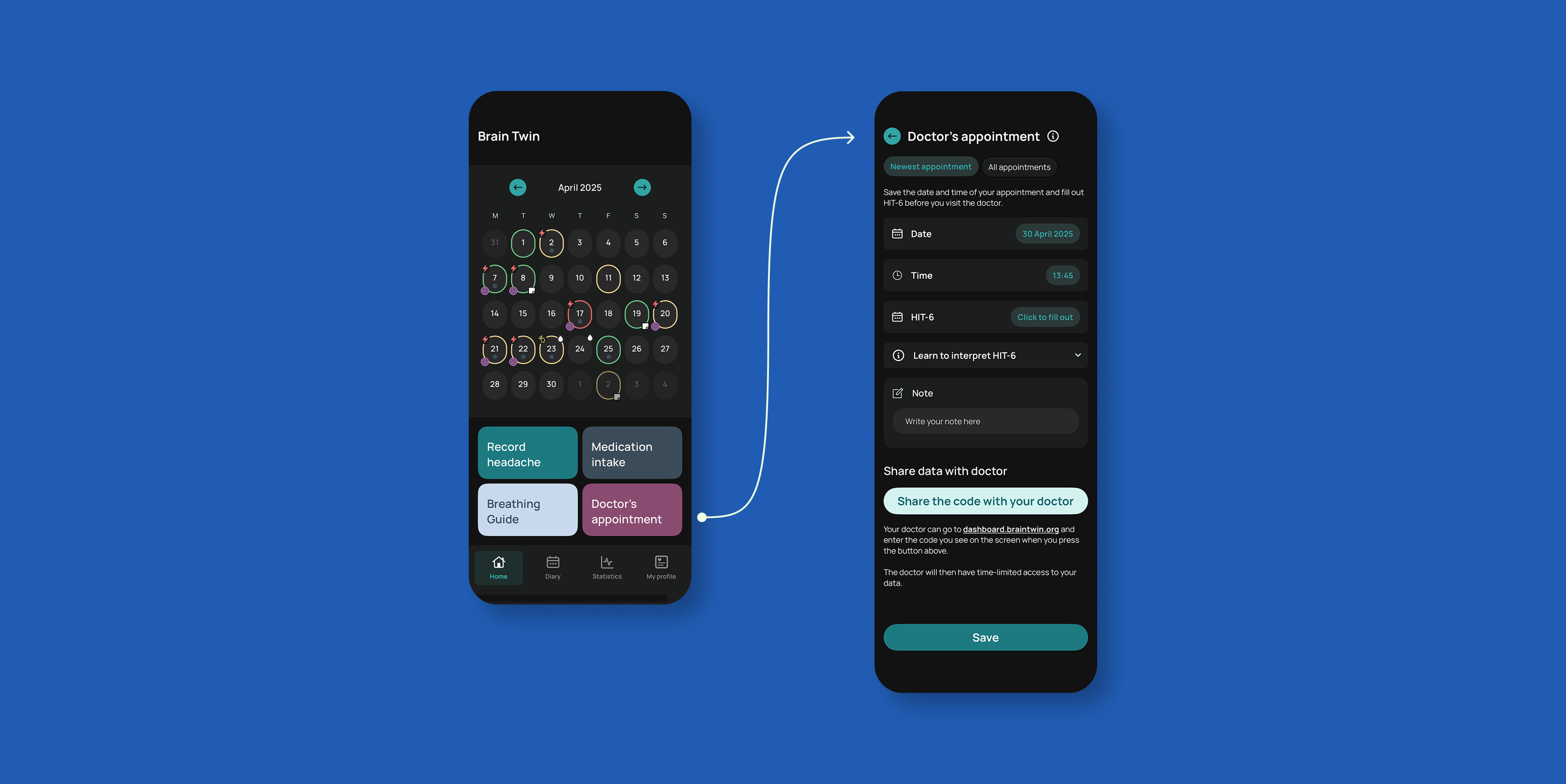 For users of Brain Twin, it is now even easier to share data with your doctor