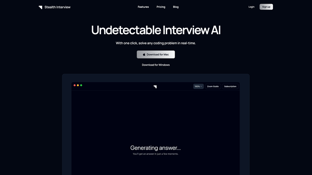 Screenshot of Undetectable Interview AI