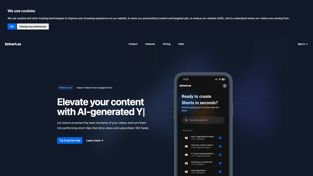 Screenshot of 2short.ai