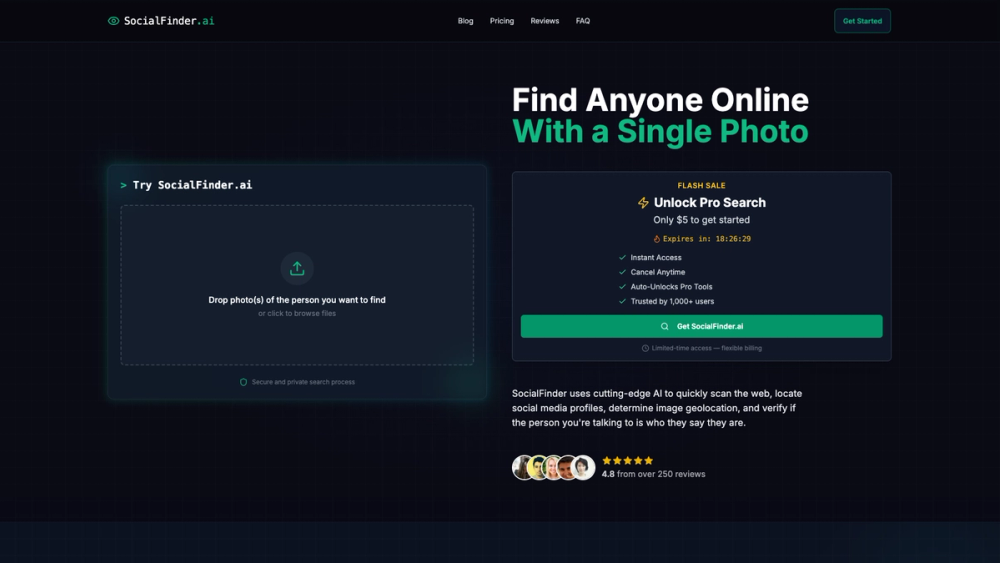 Screenshot of SocialFinder.ai