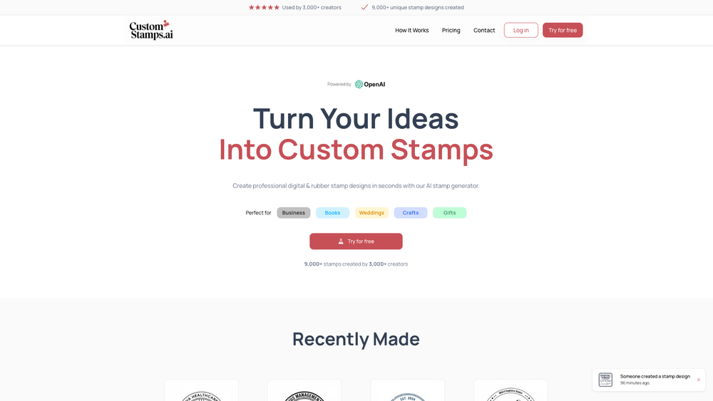Screenshot of Custom Stamps AI