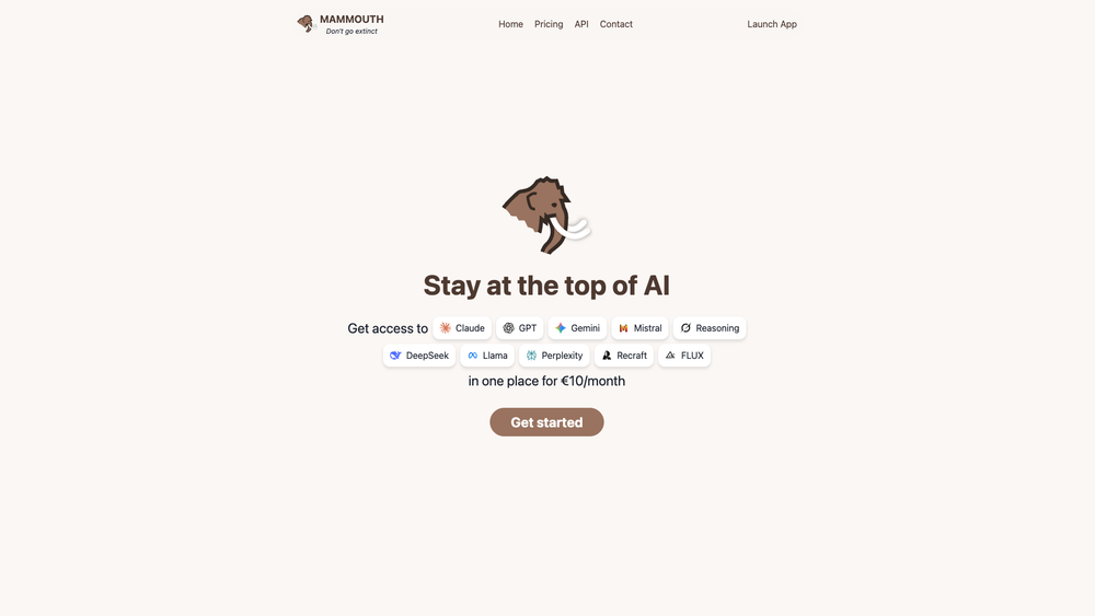Screenshot of Mammouth AI