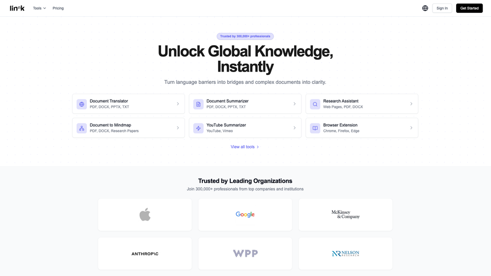 Screenshot of Linnk AI