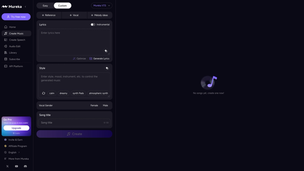 Screenshot of Mureka