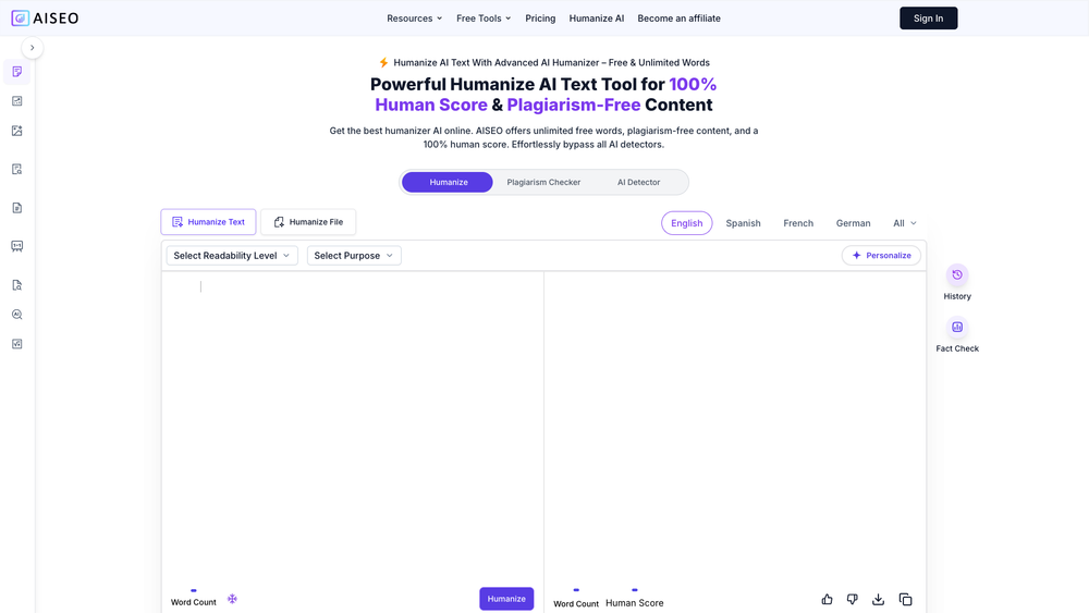 Screenshot of AISEO Humanizer Screenshot of AISEO Humanizer