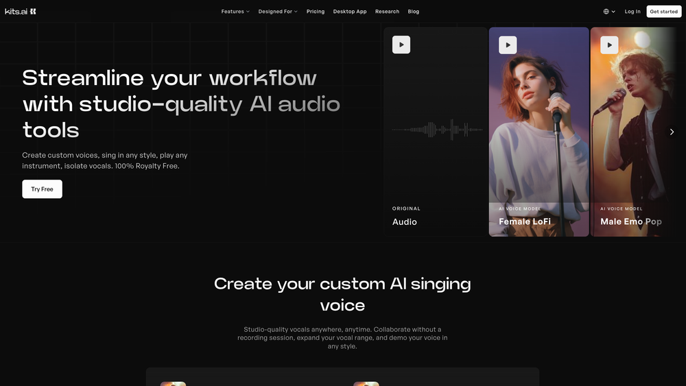 Screenshot of Kits AI