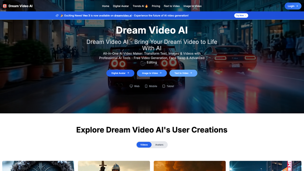 Screenshot of Dream Video AI