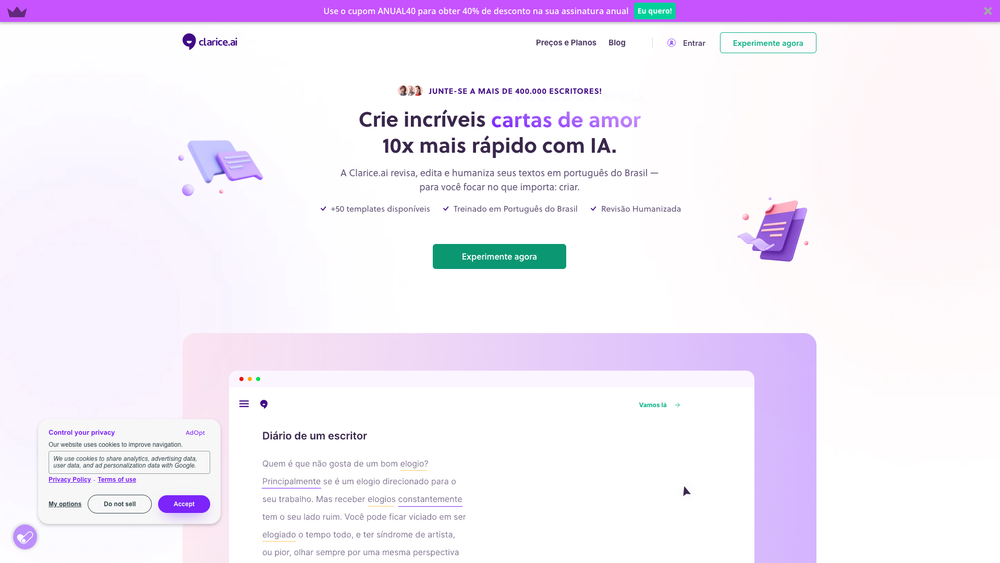 Screenshot of Clarice.ai