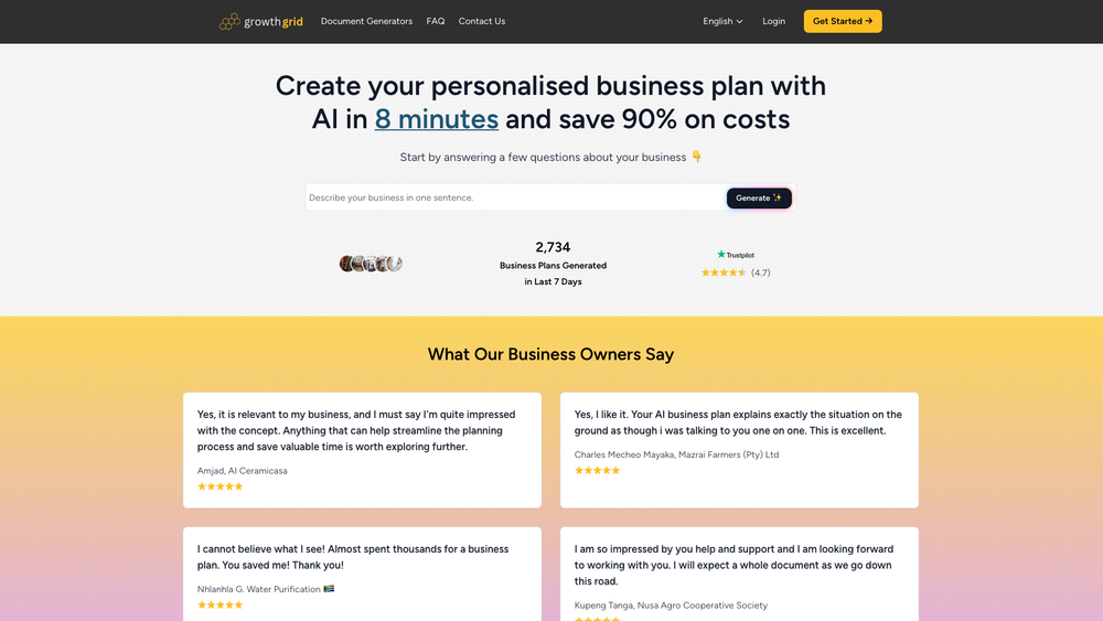 Screenshot of GrowthGrid