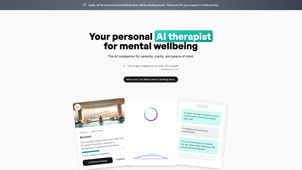 Screenshot of MindLumen