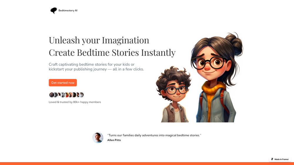 Screenshot of Bedtimestory.ai