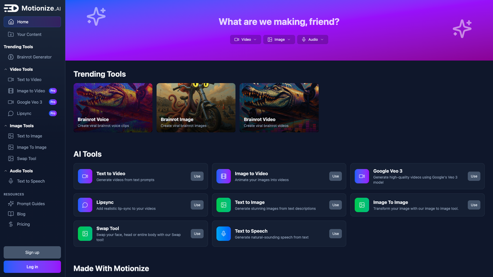 Screenshot of Motionize