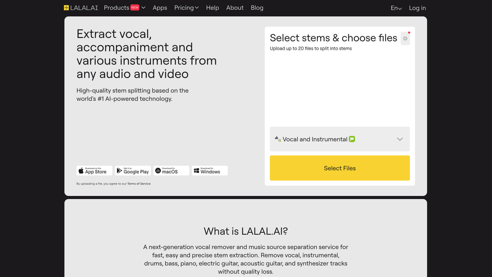 Screenshot of LALAL.AI