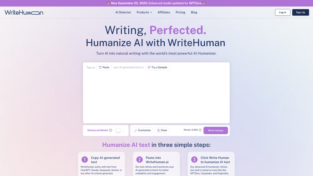 Screenshot of WriteHuman