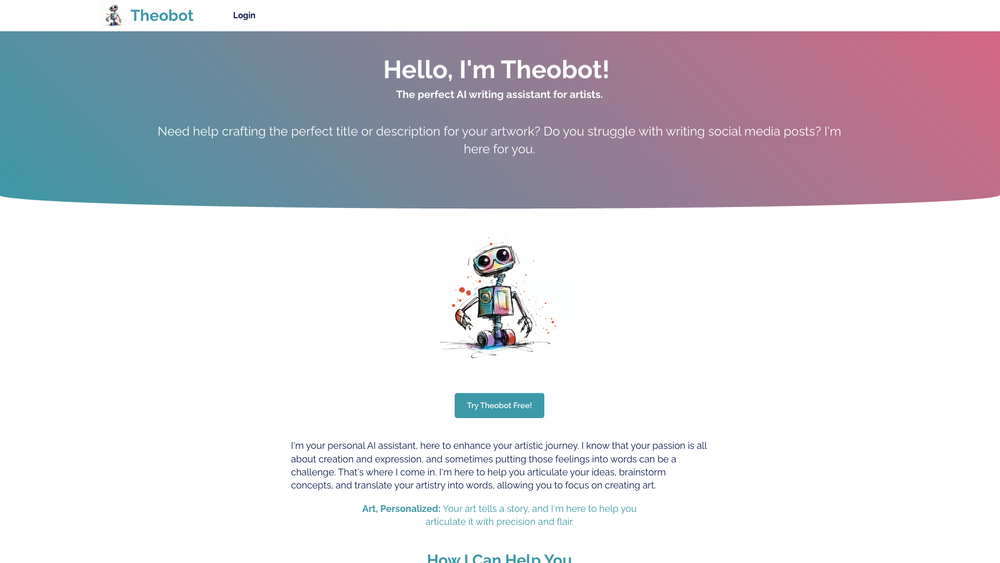Screenshot of Theobot.ai