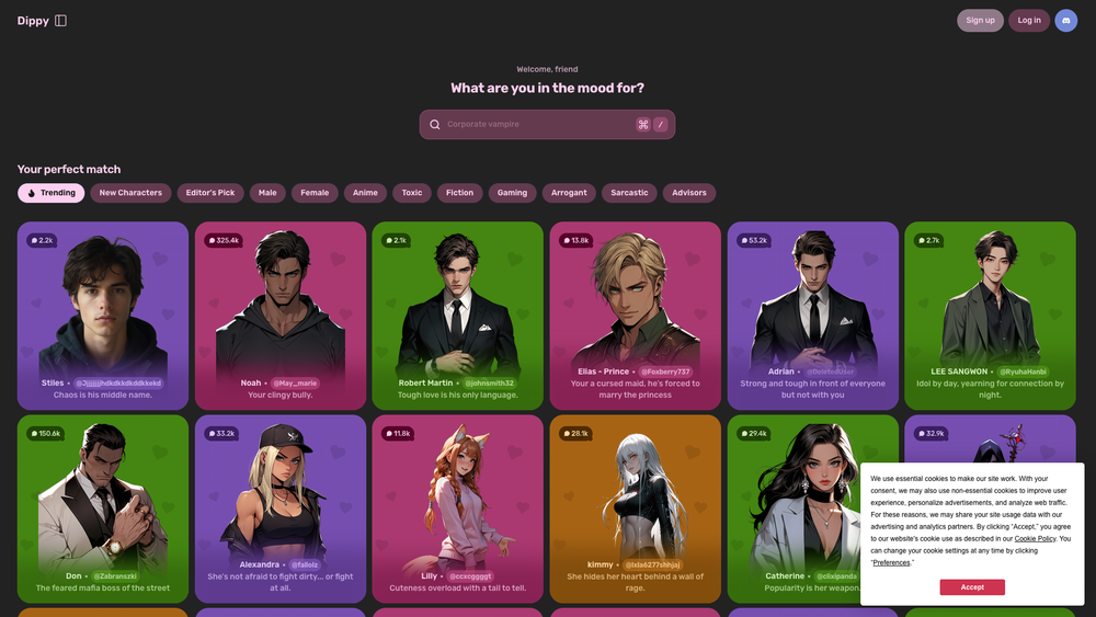 Screenshot of Dippy AI