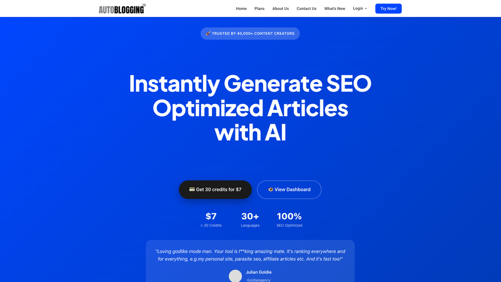 Screenshot of Autoblogging.ai
