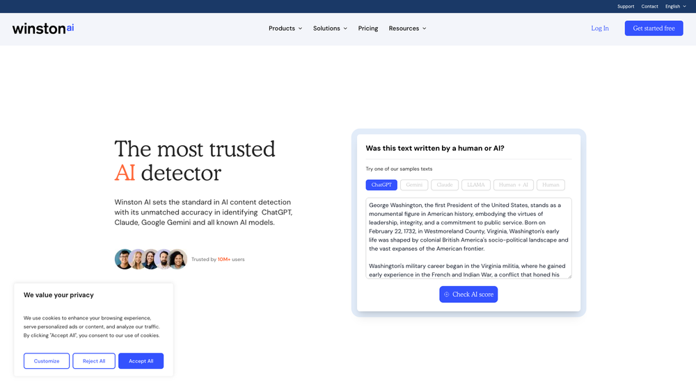 Screenshot of Winston AI
