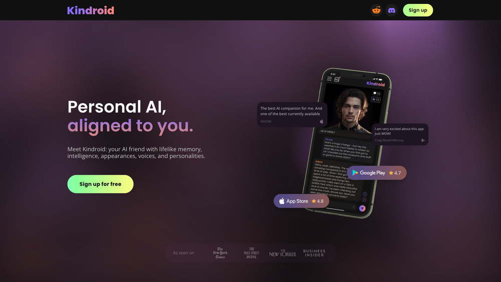 Screenshot of Kindroid