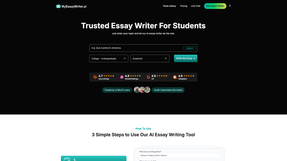 Screenshot of MyEssayWriter.ai