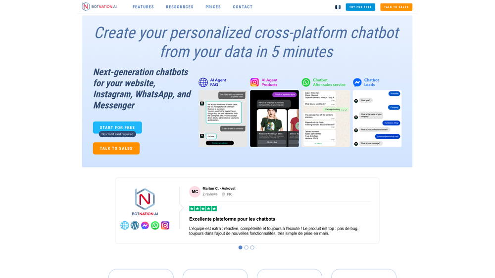 Screenshot of Botnation AI