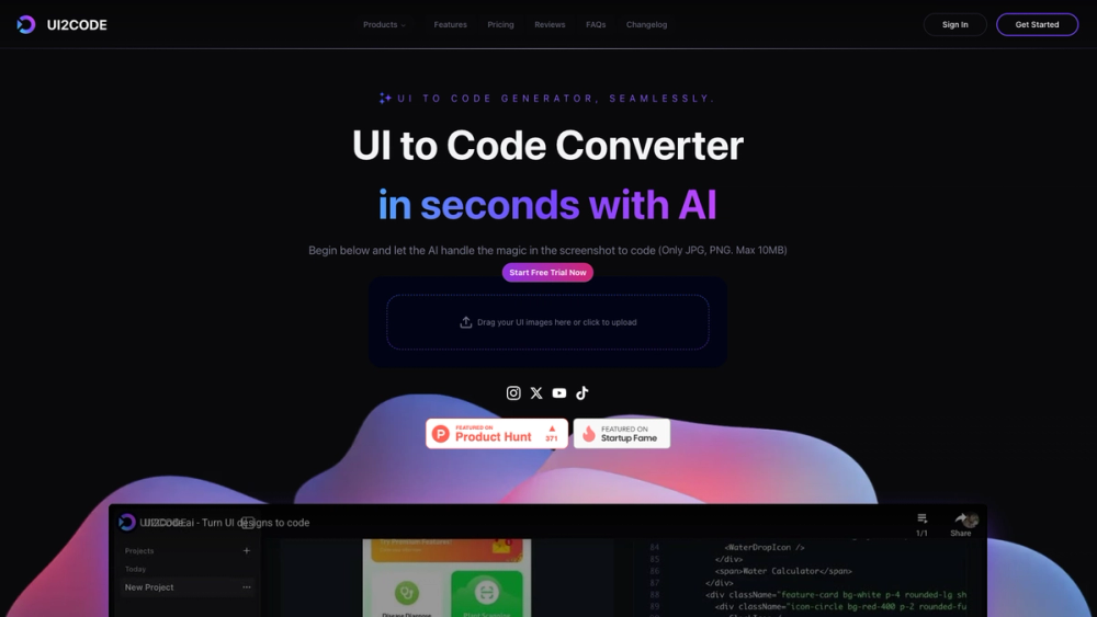 Screenshot of UI2Code