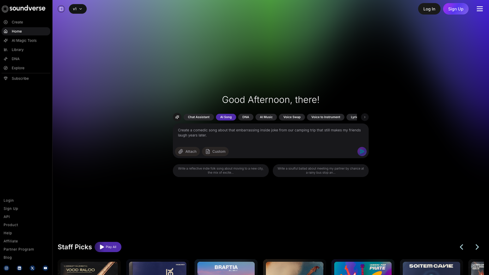 Screenshot of Soundverse AI