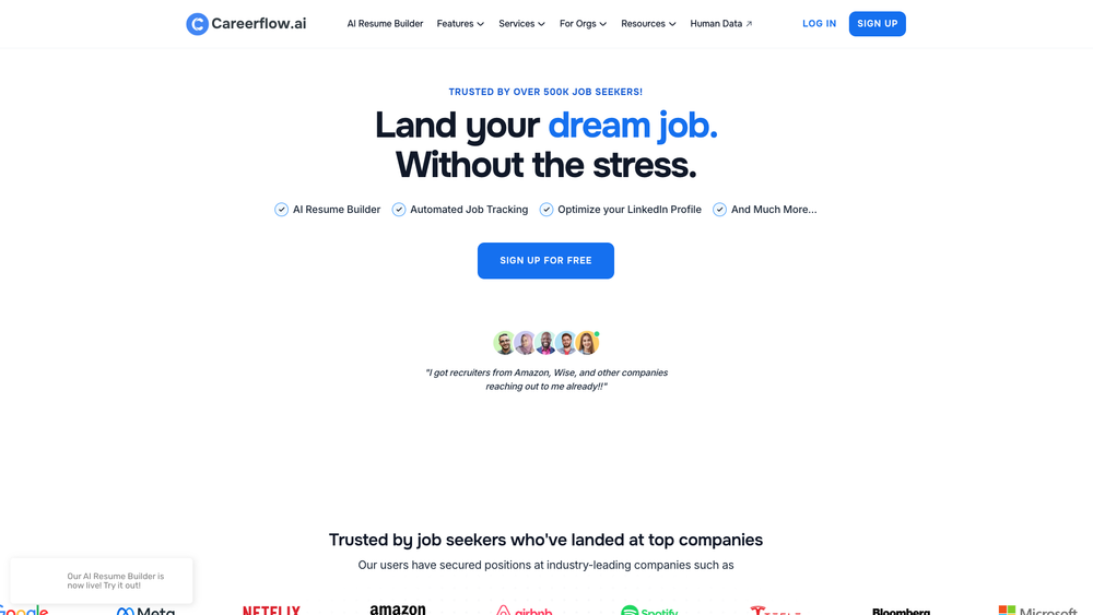 Screenshot of Careerflow