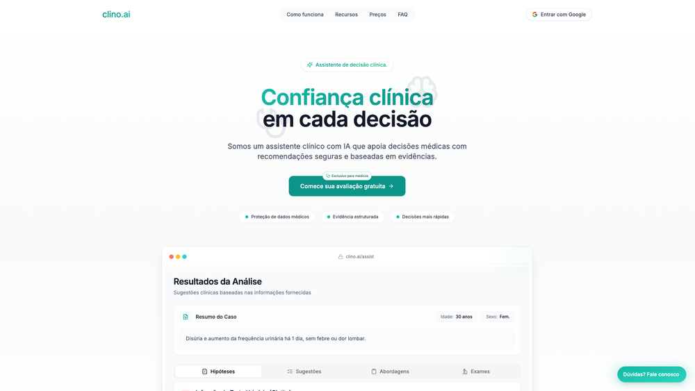 Screenshot of Clino.ai