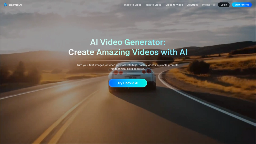 Screenshot of DeeVid AI