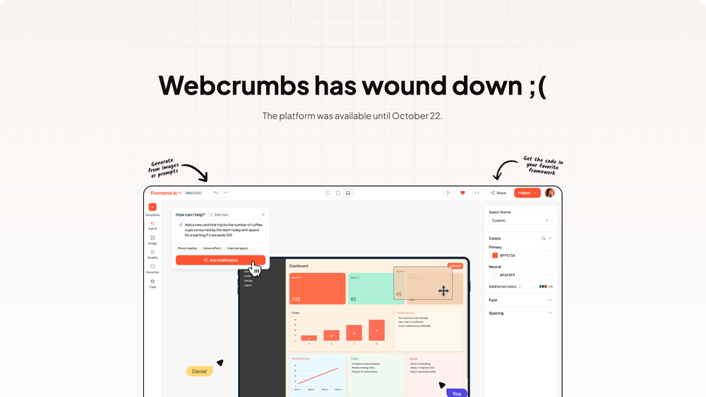 Screenshot of Webcrumbs