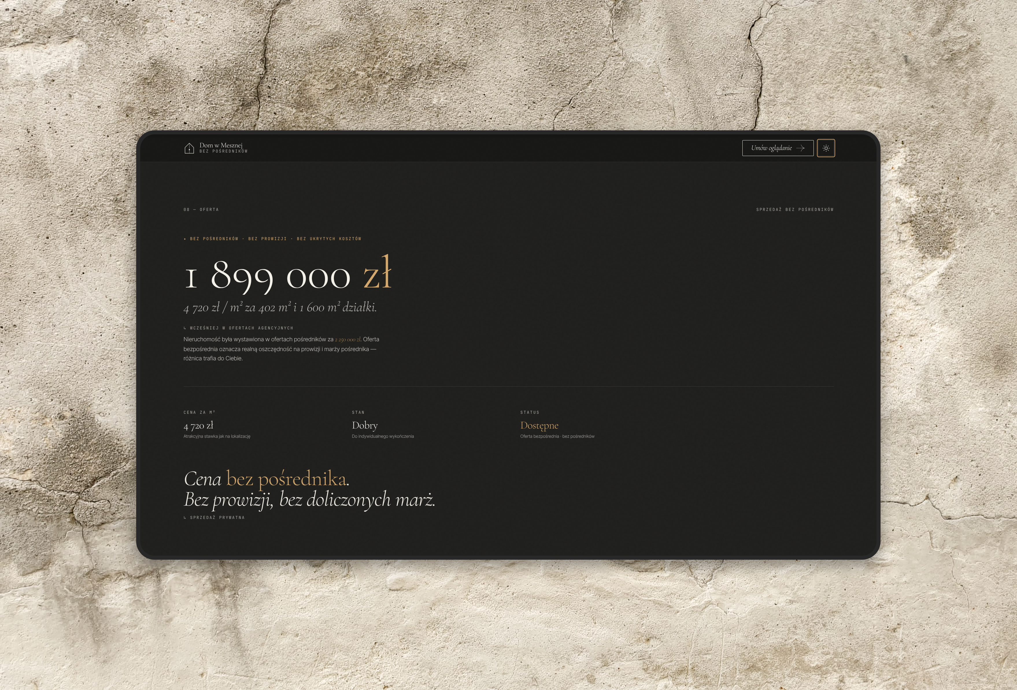 The offer in dark mode