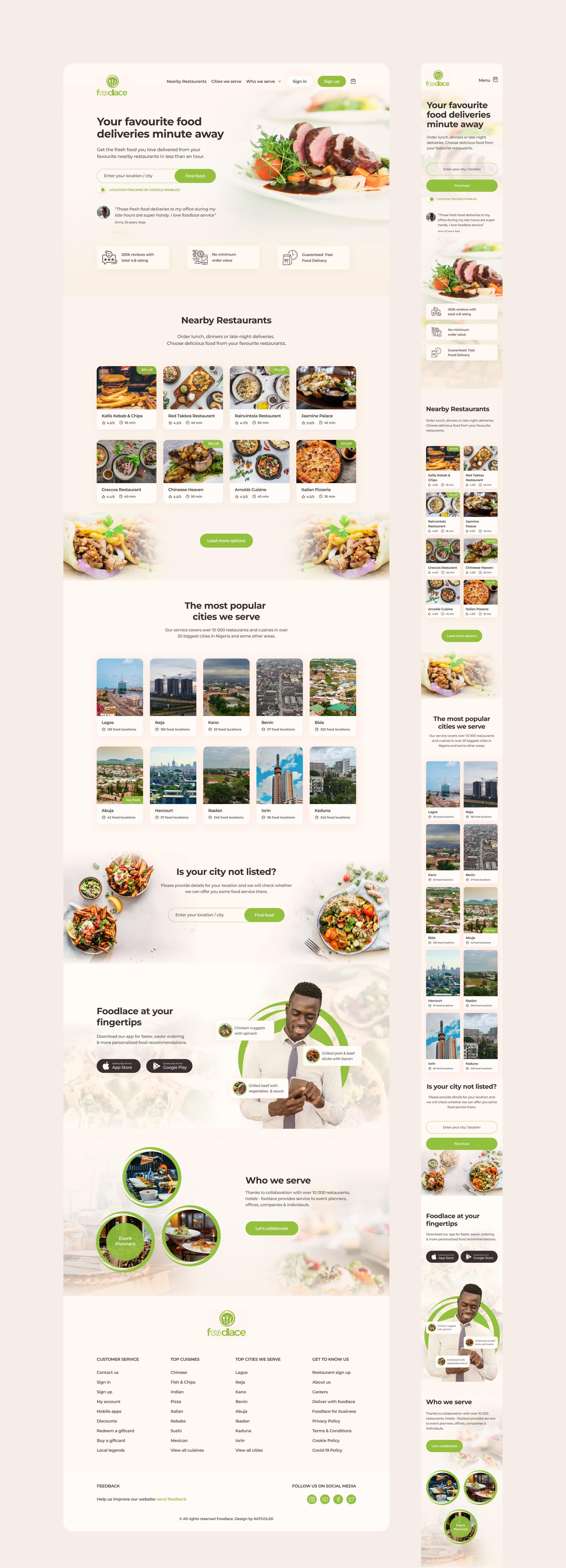 Foodlace responsive landing page design
