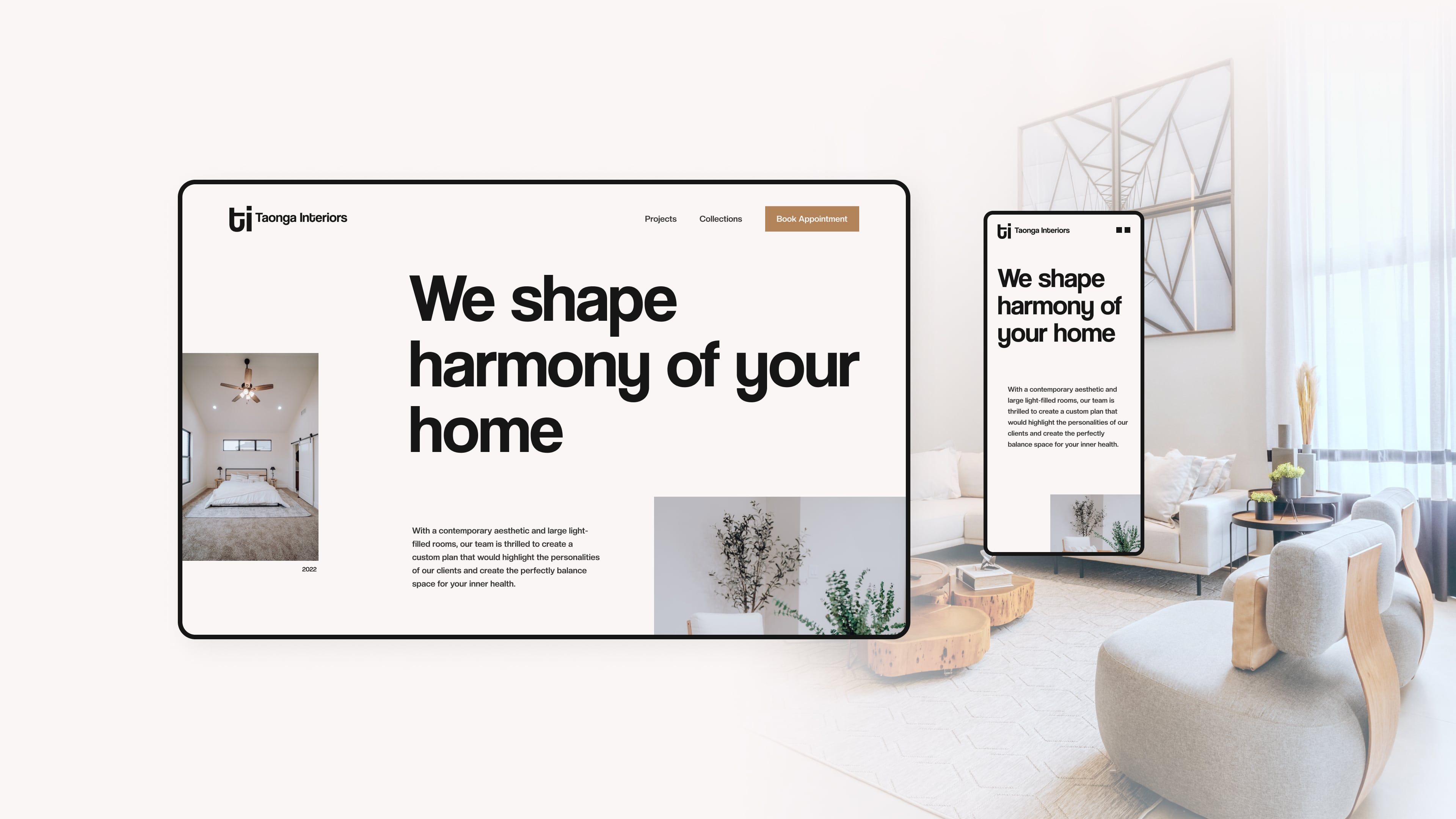 Design Mockup for section "We shape harmony of your home"