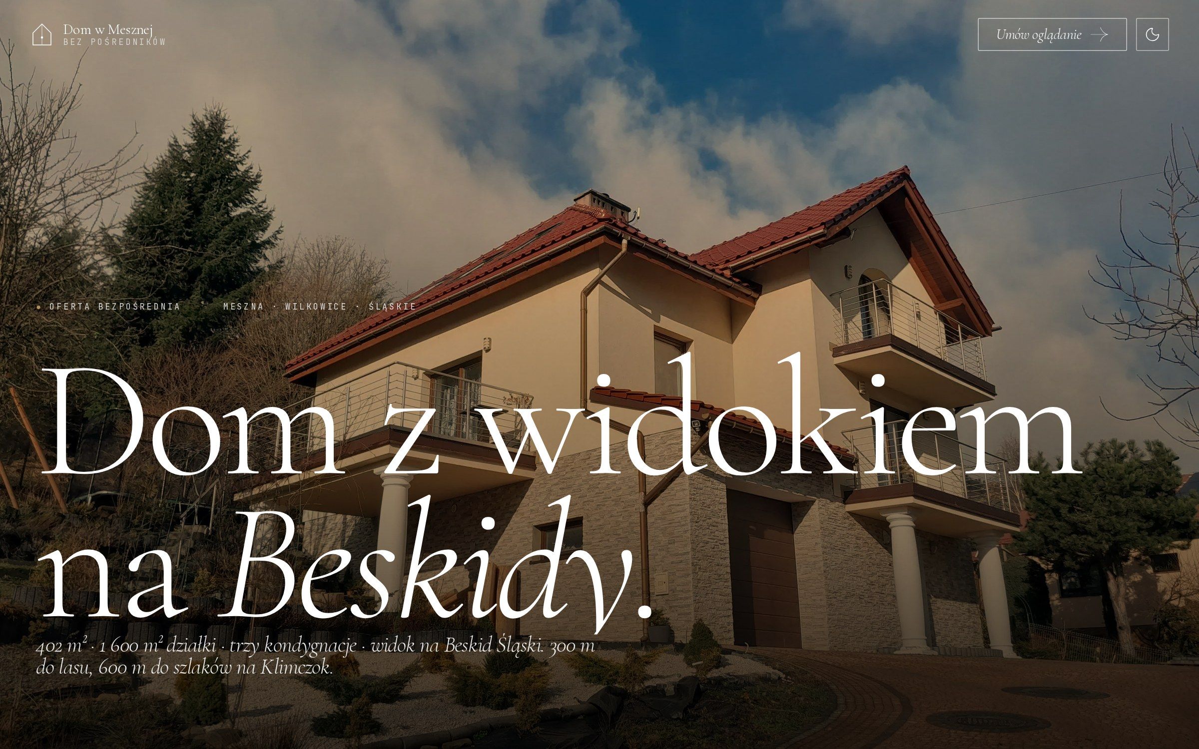 Dom-Meszna — marketing site for a house in the Beskid Śląski