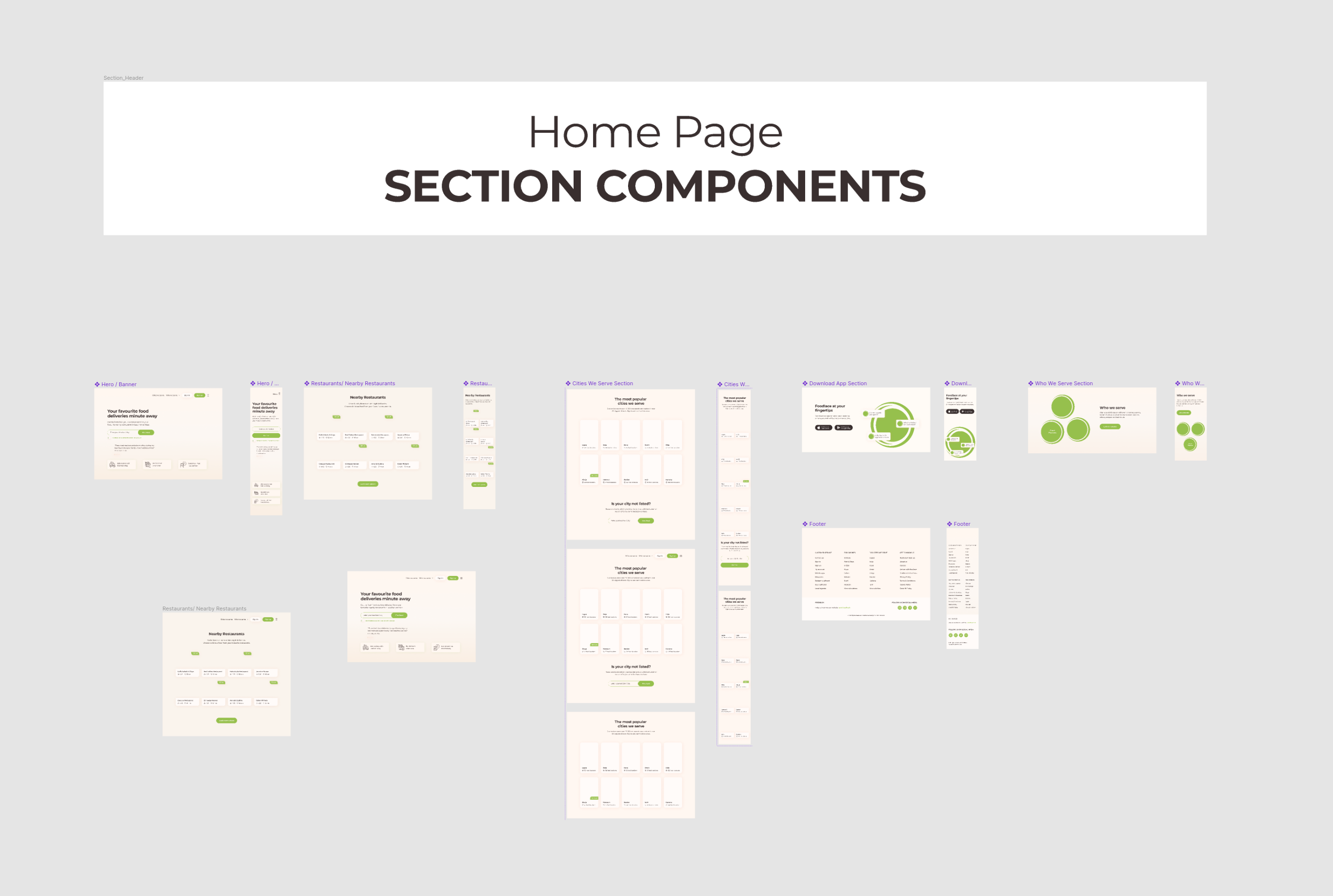 Design system - home page section components