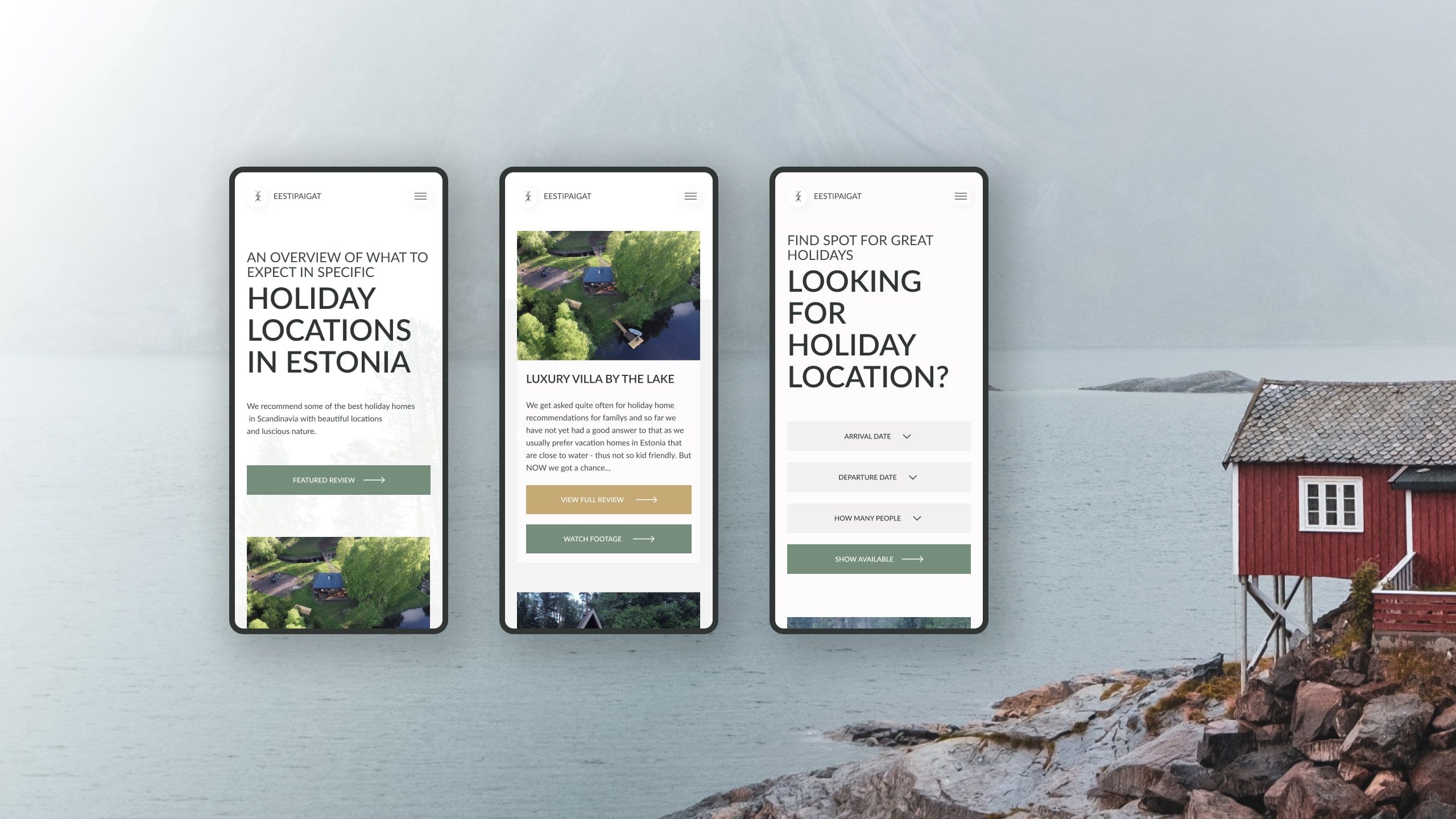 Mobile view mockup for design sections in the beautiful scandinavian scenery